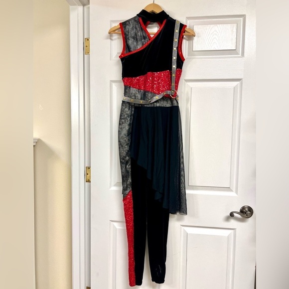 AWISH COME TRUE AWCT Performance Sequin Dramatic Color Guard Dress Dance Size S - Picture 2 of 14